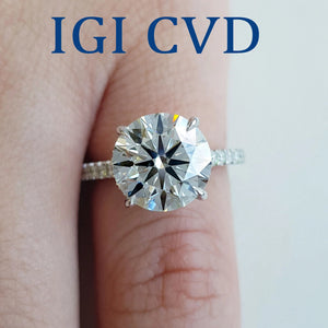 Natural Diamond Ring 0.5 Ct to 2.0 Ct - 14K White Gold, VS1, EF Color