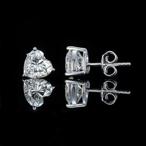 8.0 Ctw Heart Brilliant Stud Earrings D-VVS Lab Diamond in White Gold