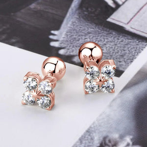 S-925 Stud Earrings with Round Brilliant 0.8 Ct.TW Diamonds in 18K