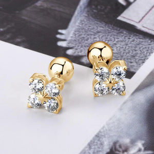 S-925 Stud Earrings with Round Brilliant 0.8 Ct.TW Diamonds in 18K