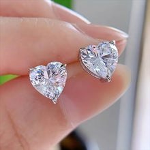 Load image into Gallery viewer, 8.0 Ctw Heart Brilliant Stud Earrings D-VVS Lab Diamond in White Gold