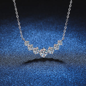 Elegant 18K White Gold 1.7 Ct.TW Round Brilliant Necklace in 7 Diamonds