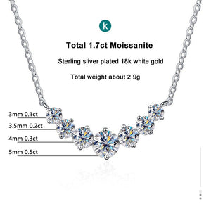 Elegant 18K White Gold 1.7 Ct.TW Round Brilliant Necklace in 7 Diamonds