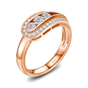 Elegant 18K Yellow Gold Round Brilliant VVS Full-Diamonds Ring in S-925