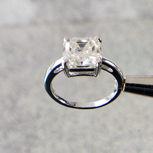 Asscher Briliant Ring–Moissanite & Natural Diamond | S-925 & Pure Gold