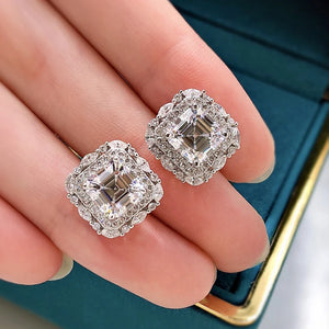 Elegant Asscher Brilliant Earrings in White Gold – 4.0 Ct.TW Diamond