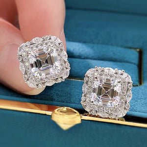 Elegant Asscher Brilliant Earrings in White Gold – 4.0 Ct.TW Diamond