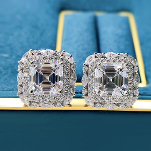 Elegant Asscher Brilliant Earrings in White Gold – 4.0 Ct.TW Diamond