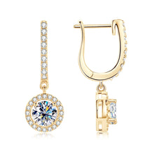 Load image into Gallery viewer, Diamond Hoop Earrings 2.0-carat Round Brilliant in White, Yellow Gold