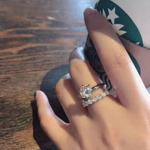 Elegant 5.0-Carat & 2.2-Carat Diamond Rings in White Gold | 925 Silver
