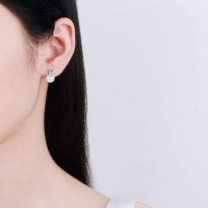 0.2-0.6 Ct Round Brilliant VVS Diamond Freshwater Pearl Stud Earrings