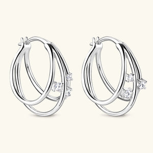 Elegant 0.16 Ct.TW Multi-Layer Brilliant Hoop Earrings VVS1 D Diamond