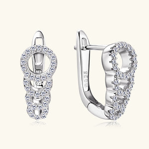 Elegant 17 mm Hoop Earrings in S-925 Silver 0.17 Ct. Round Diamonds