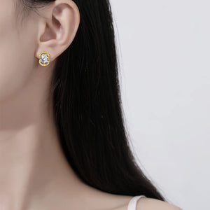Luxurious S-925 Silver Double C-Prong Diamond Stud Earrings 4.0 Ct.TW