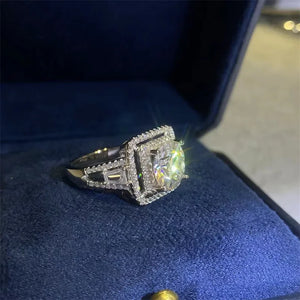 S-925 Silver Ring with 2.0 or 3.0 Ct.TW  VVS Diamond in 18K White Gold
