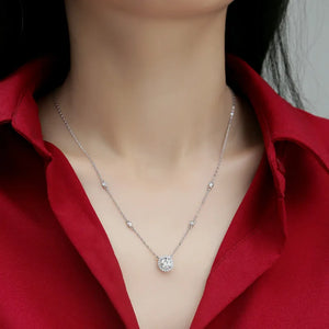 1.0 Ct Round Brilliant VVS Diamond Slide Necklace in S-925 White Gold