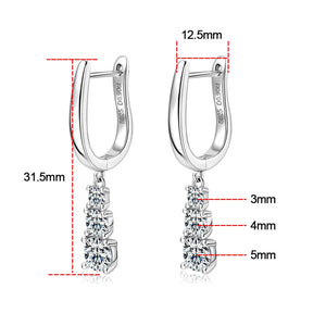Exquisite S-925 in White Gold Stud Earrings 1.8 Ct.TW Round Brilliant