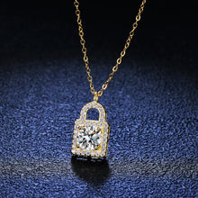 Load image into Gallery viewer, 1.0 Ct Round Brilliant Necklace VVS Pad Lock Diamond in 18K Yellow Gold