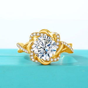 3.0 Ct Round Brilliant in 925 Sterling Silver Diamond Ring, Prong Set