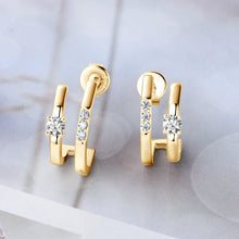 Load image into Gallery viewer, 1.0 Ct.TW Round Brilliant Double Side Stud Earrings D-VVS Diamond