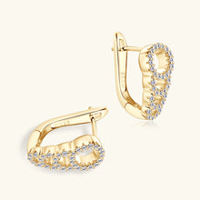 Load image into Gallery viewer, Elegant 17 mm Hoop Earrings in S-925 Silver 0.17 Ct. Round Diamonds