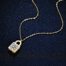 Load image into Gallery viewer, 1.0 Ct Round Brilliant Necklace VVS Pad Lock Diamond in 18K Yellow Gold