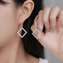 Load image into Gallery viewer, Luxury 18K White Gold Diamond Earrings in Water Drop, Round &amp; Square