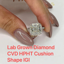 Load image into Gallery viewer, IGI 5.0 Ct.TW Cushion Briliant Ring VS/ DE/ VG Lab Diamond in 14K Gold