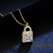 Load image into Gallery viewer, 1.0 Ct Round Brilliant Necklace VVS Pad Lock Diamond in 18K Yellow Gold