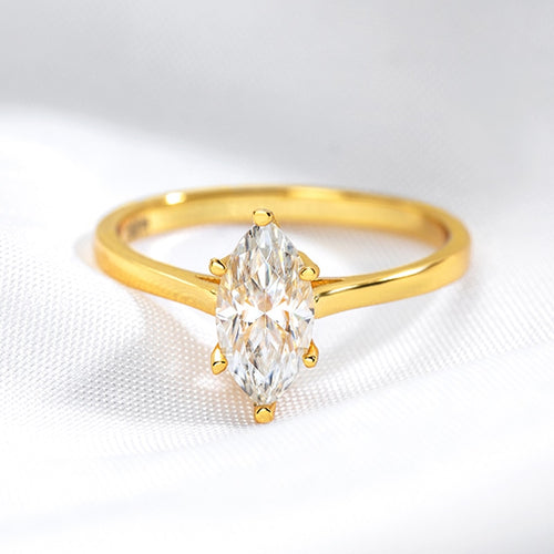 1.0 Carat Marquise Brilliant in 18K Yellow Gold VVS Halo Diamond Ring
