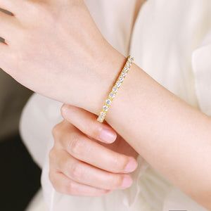 18K Yellow Gold 0.50 Ct Round Brilliant Tennis Bracelet 37 Diamonds