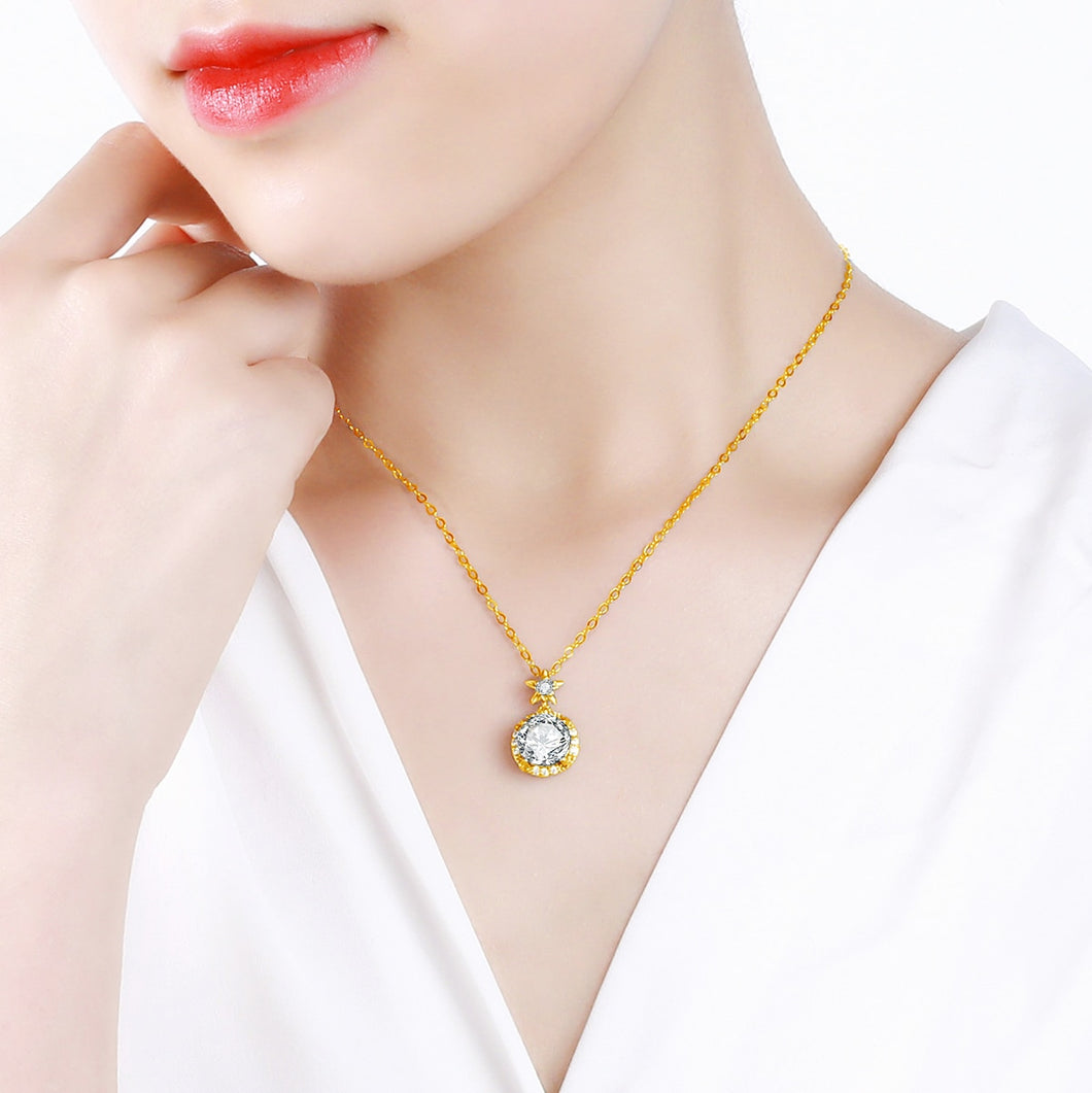 925 Sterling Silver Necklace with 3.05 Ct.TW. VVS Diamonds in 18K Gold