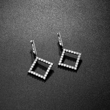 Load image into Gallery viewer, Luxury 18K White Gold Diamond Earrings in Water Drop, Round &amp; Square