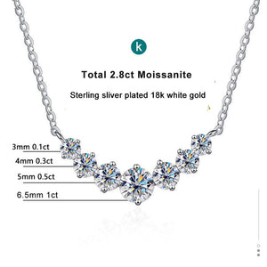 Elegant 18K White Gold 1.7 Ct.TW Round Brilliant Necklace in 7 Diamonds