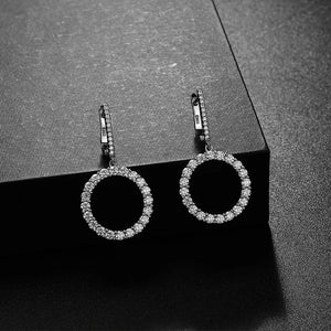 Luxury 18K White Gold Diamond Earrings in Water Drop, Round & Square