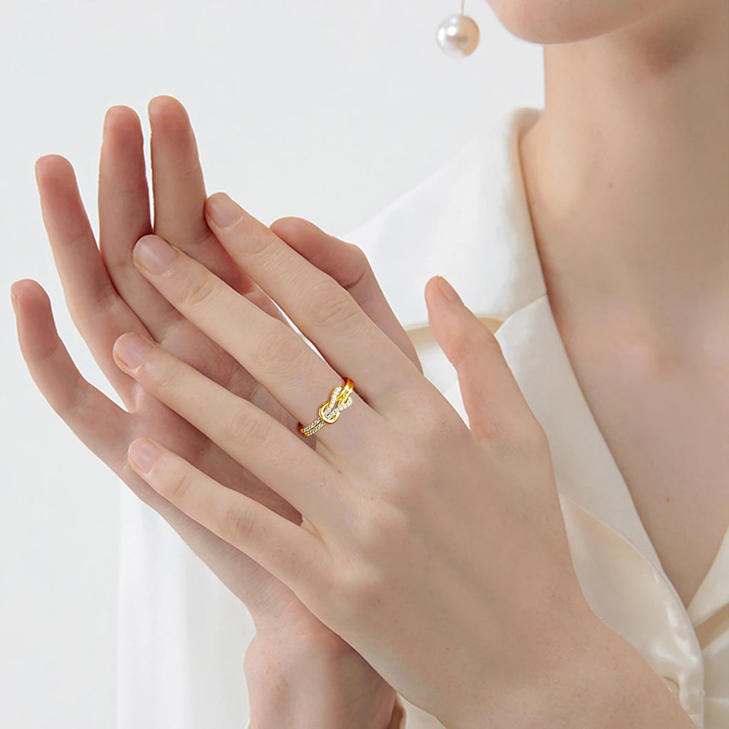 0.75 Ctw Round Brilliant Full-Diamonds Bowknot Ring in Solid Gold 18K
