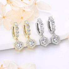Load image into Gallery viewer, 1.0 Ct.TW Round Brilliant Crown Hoop Earrings D-VVS Diamonds in S-925