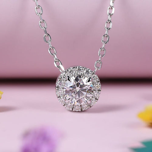 1.15 Ct.TW Round Brilliant VVS Diamond Pendant Necklace in 18K White Gold