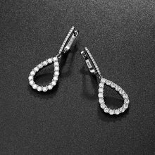 Load image into Gallery viewer, Luxury 18K White Gold Diamond Earrings in Water Drop, Round &amp; Square