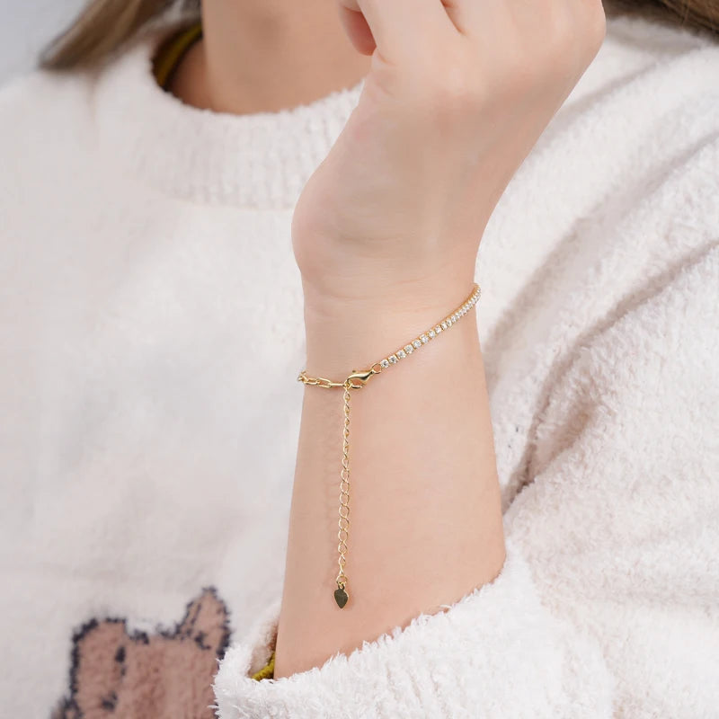 0.93 Ctw Round Briliant Paperclip Tennis Chain Bracelet D-VVS Diamonds