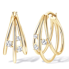 Load image into Gallery viewer, Elegant 0.16 Ct.TW Multi-Layer Brilliant Hoop Earrings VVS1 D Diamond