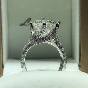 Elegant S-925 Diamond Ring with 3.0 Ct TW - 5.0 Ct TW Round Brilliant
