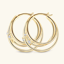Load image into Gallery viewer, Elegant 0.16 Ct.TW Multi-Layer Brilliant Hoop Earrings VVS1 D Diamond