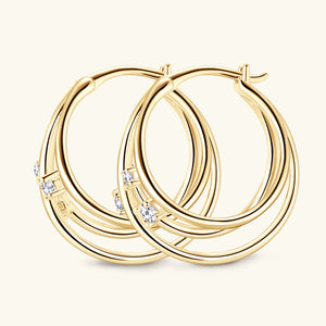 Elegant 0.16 Ct.TW Multi-Layer Brilliant Hoop Earrings VVS1 D Diamond