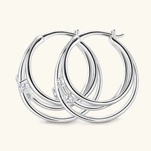 Load image into Gallery viewer, Elegant 0.16 Ct.TW Multi-Layer Brilliant Hoop Earrings VVS1 D Diamond