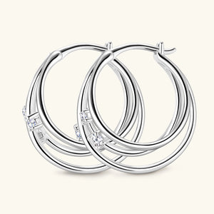 Elegant 0.16 Ct.TW Multi-Layer Brilliant Hoop Earrings VVS1 D Diamond