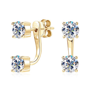 Elegant S-925 Diamond Stud Earrings with 2.0-carat Round Brilliant VVS