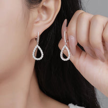 Load image into Gallery viewer, Luxury 18K White Gold Diamond Earrings in Water Drop, Round &amp; Square