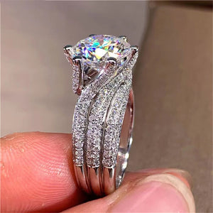 Elegant S-925 Diamond Ring with 3.0 Ct TW - 5.0 Ct TW Round Brilliant
