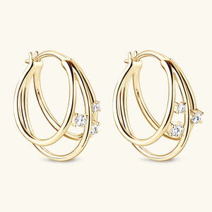Elegant 0.16 Ct.TW Multi-Layer Brilliant Hoop Earrings VVS1 D Diamond